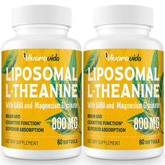 Vivaravida L-Theanine 800mg softgel bottle front for calm support and relaxation.