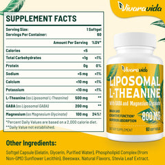 Close-up of Vivaravida L-Theanine 800mg softgels for easy daily use.