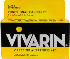 Vivarin bottle with 200 mg caffeine tablets for daytime focus