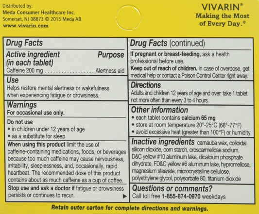 Vivarin pack of 12 boxes on a desk for travel and work