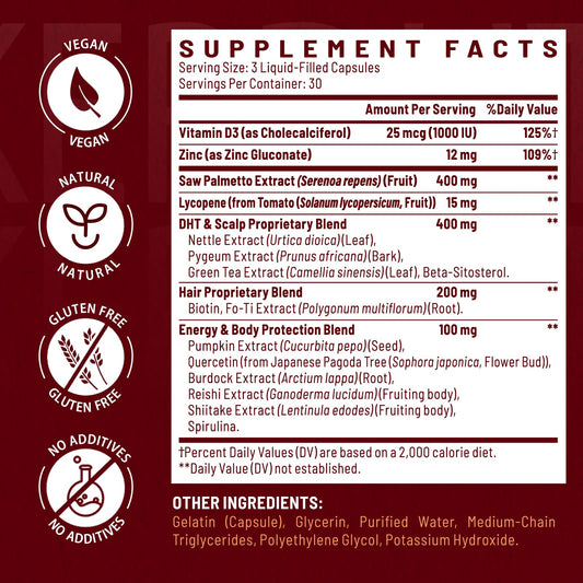 Close-up of Vivaravida DHT Blocker bottle highlighting the improved formula