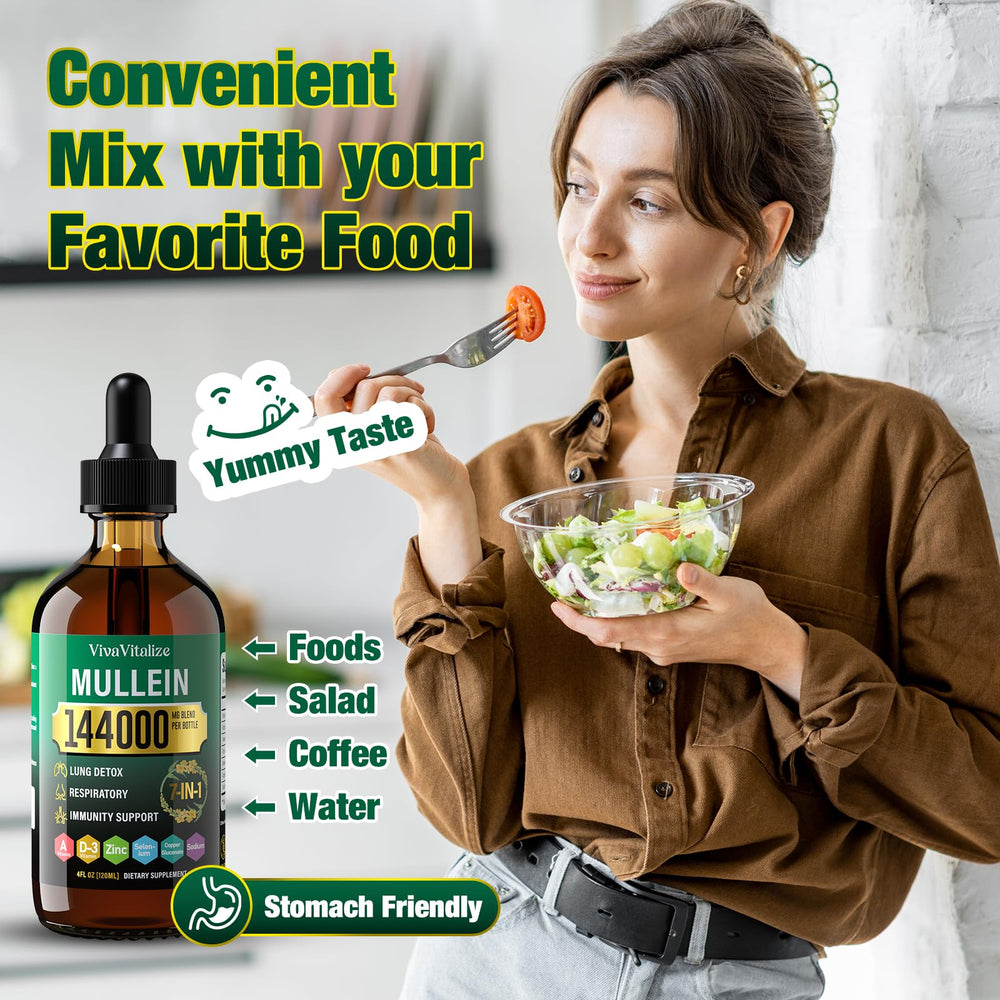 Packaging of VivaVitalize Mullein Drops 4oz bottle