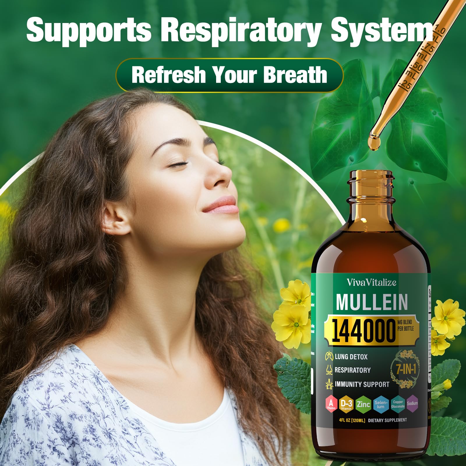 Mullein Drops with glass of water for easy intake