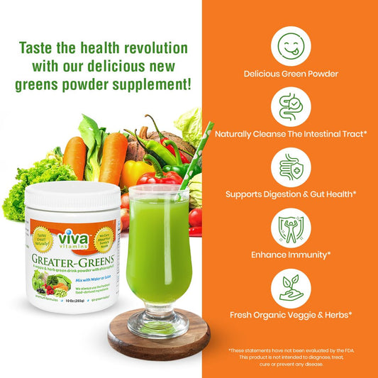 Viva Vitamins Greater Greens Detox scoop in water ready for a quick serving