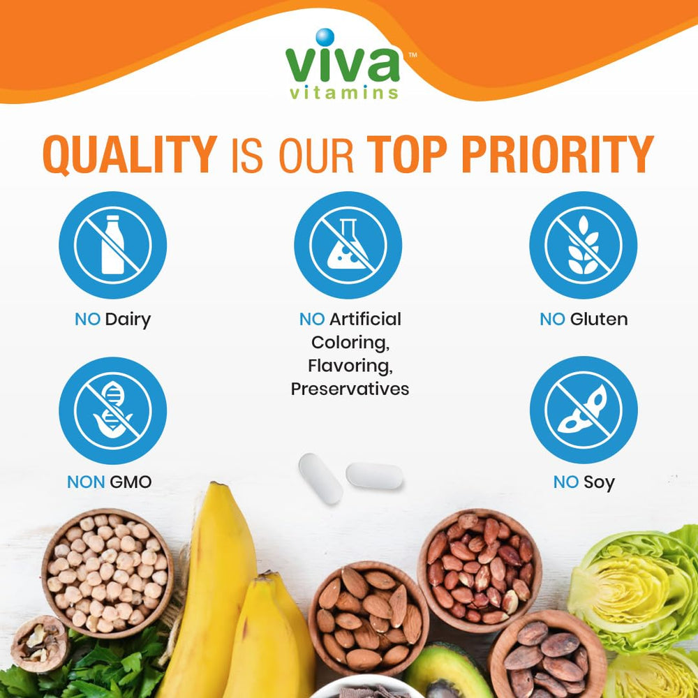 Viva Vitamins Super Magnesium capsules on counter illustrating convenient daily use