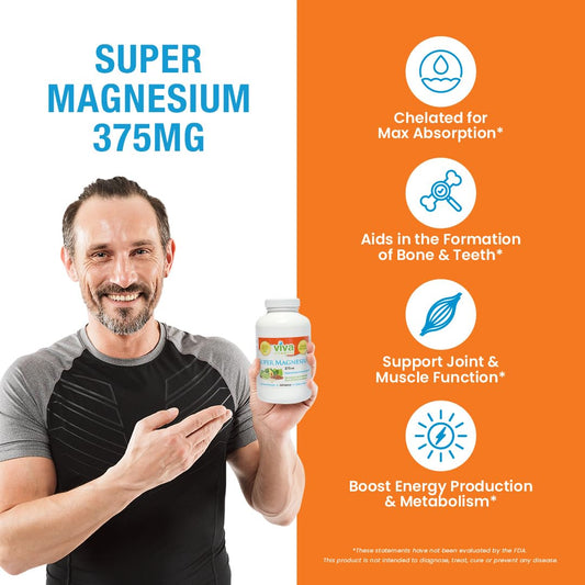 Viva Vitamins Super Magnesium label detail showing calcium interaction