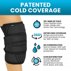 Vive Knee Ice Pack Wrap back view showing four-strap secure compression