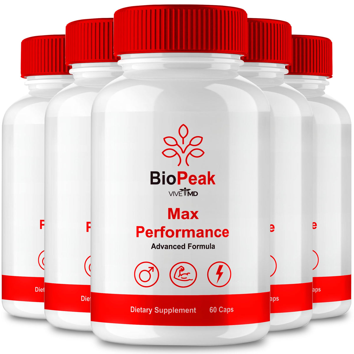 VIVE MD BioPeak capsules bottle label close-up for daily wellness support