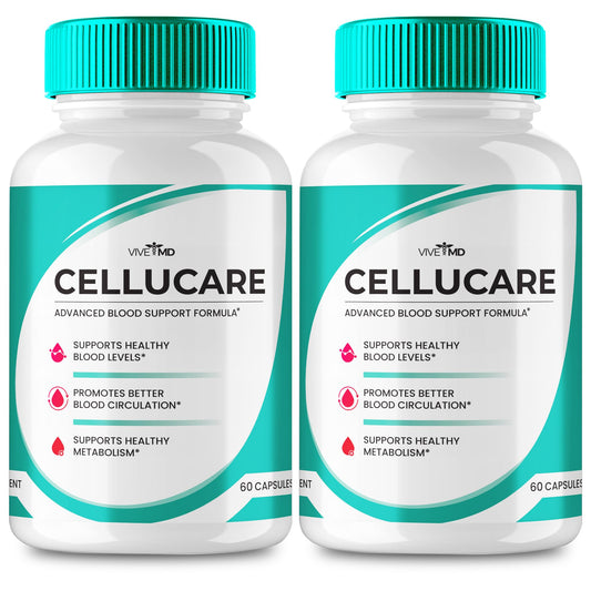 VIVE MD Cellucare pills bottle front shows maximum strength blood support formula