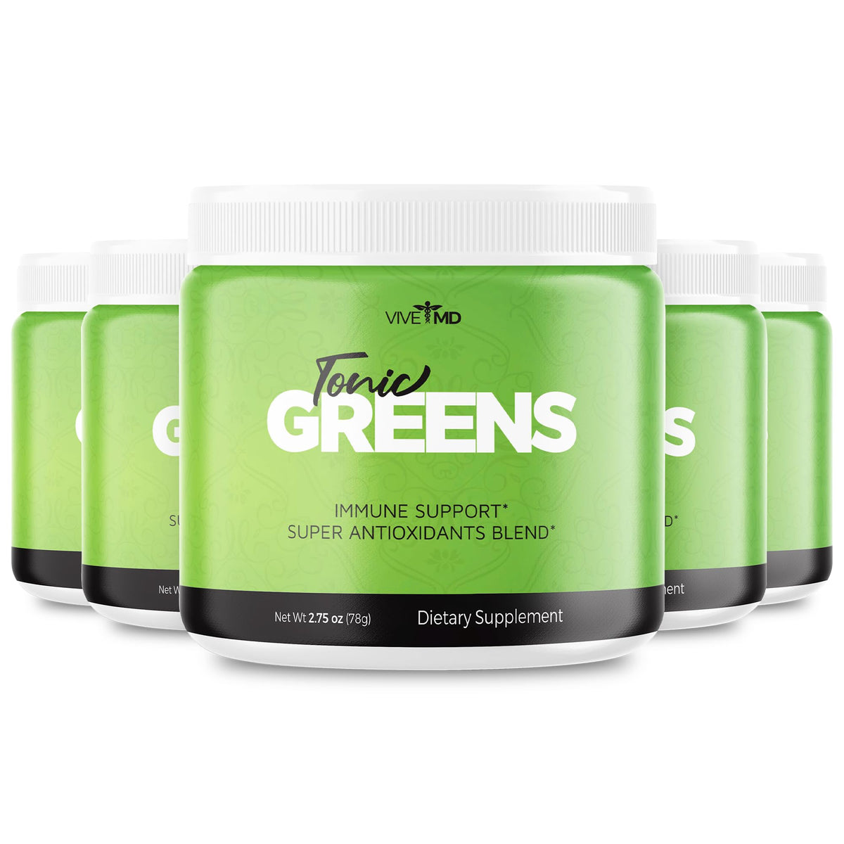 VIVE MD Tonic Greens bottle with official formula for natural daily energy.