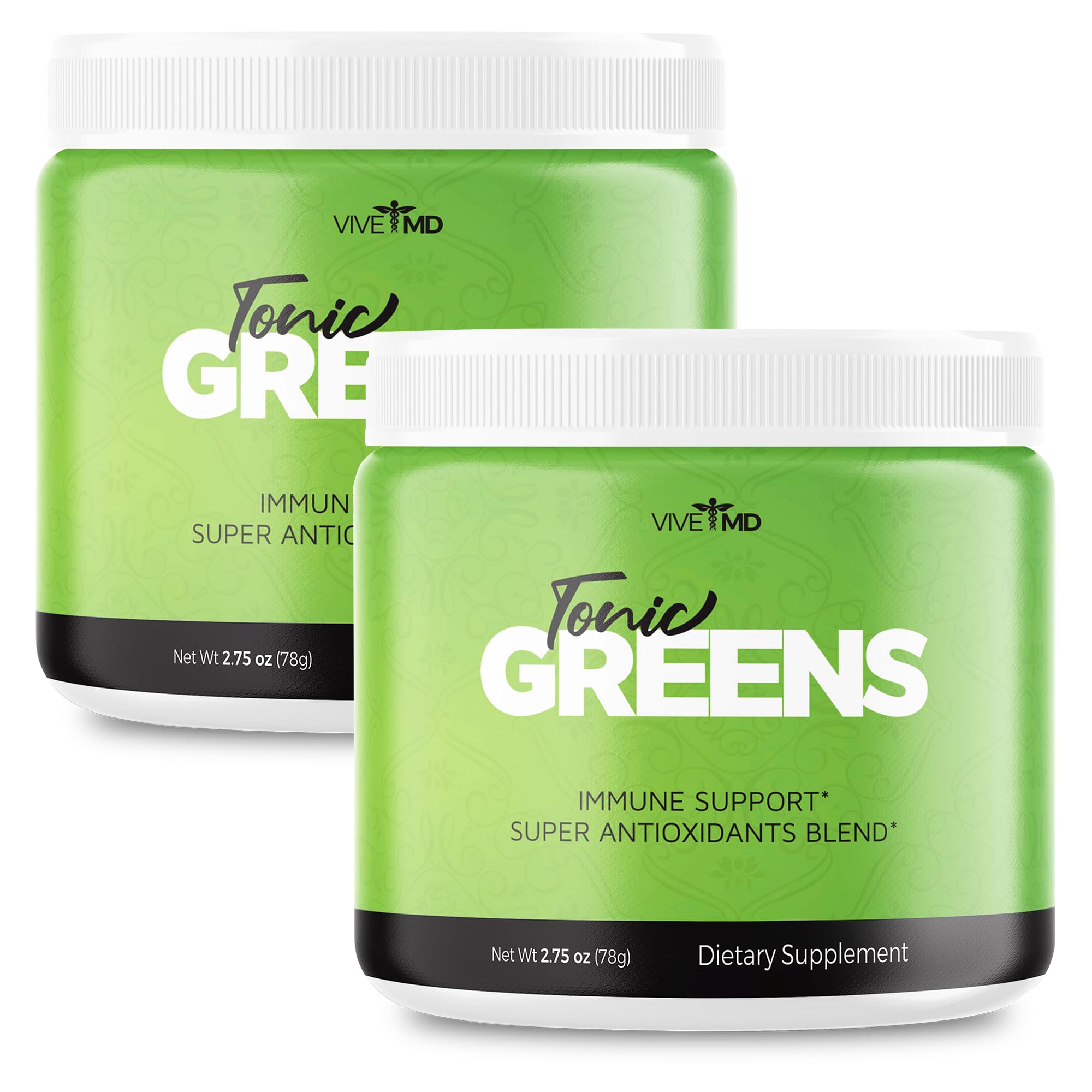 VIVE MD Tonic Greens bottle front view showing natural energy boost
