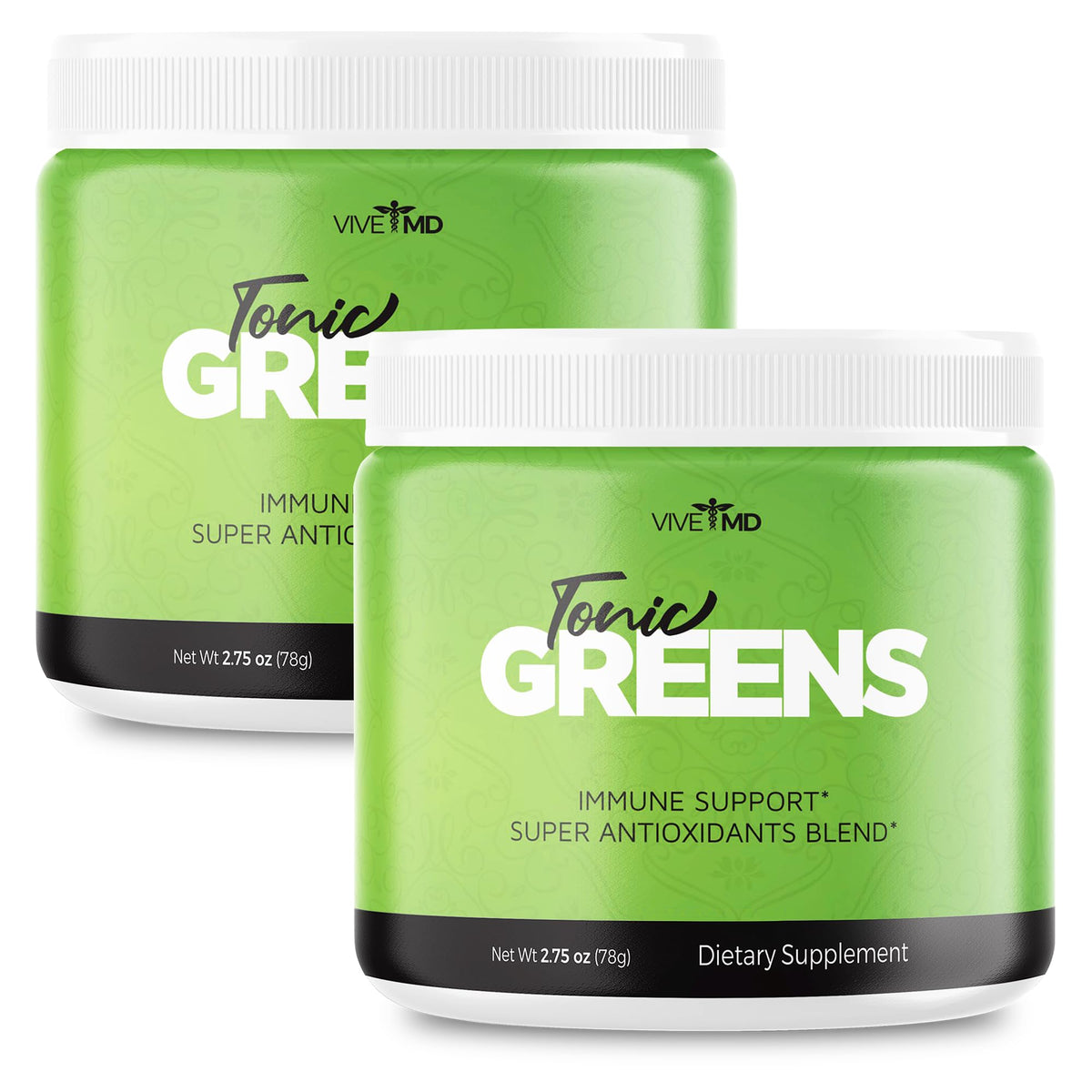 VIVE MD Tonic Greens bottle front view showing natural energy boost