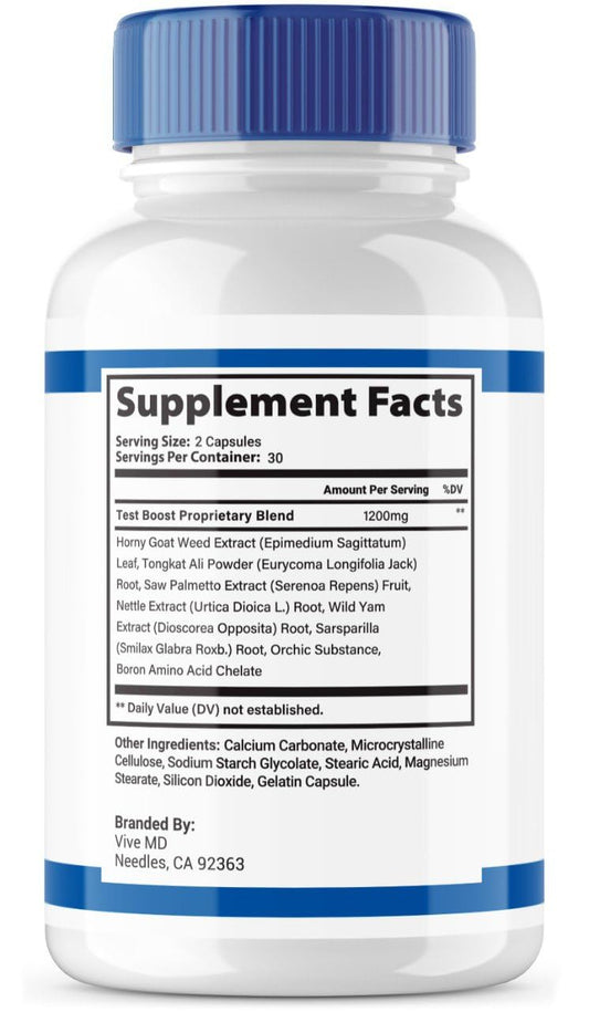 VIVE MD Zydenafil advanced formula bottle back with dosage details for informed consumption.