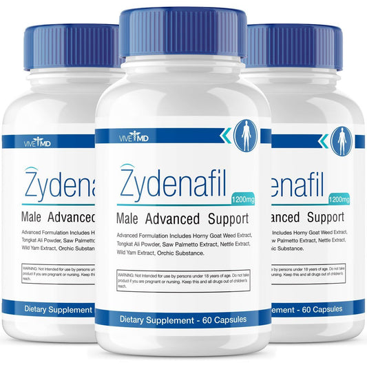 VIVE MD Zydenafil advanced formula bottle front showcasing premium packaging for discreet daily use.