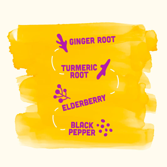 Vive Organic Immune Shot turmeric-ginger pressed shot ready to support resilience.