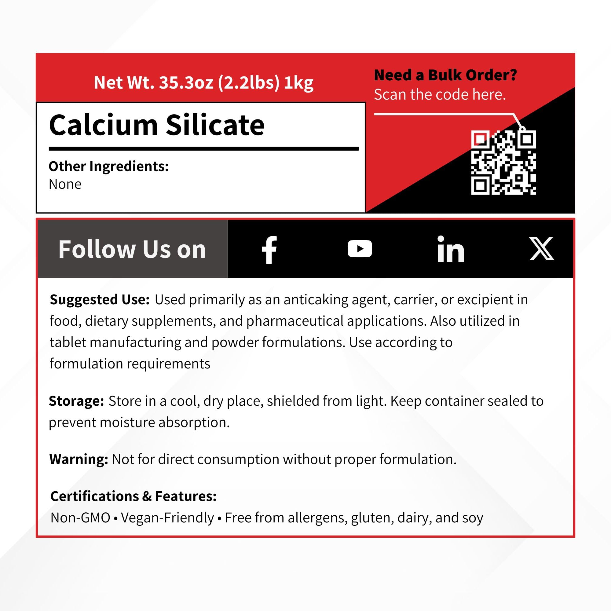 Vivion calcium silicate improves dry powder flow for smoother processing