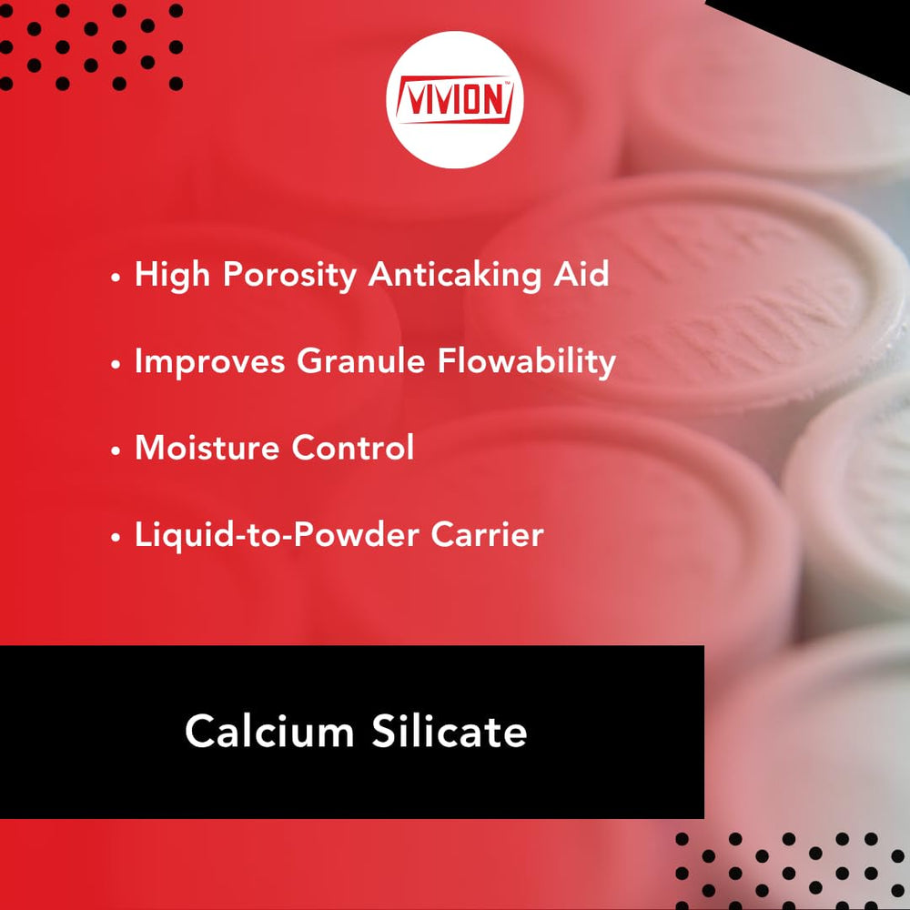 Vivion calcium silicate food-grade powder visualization for formulations