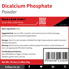 Vivion Dicalcium Phosphate Anhydrous packaging highlights 1 kg size for manufacturing needs.