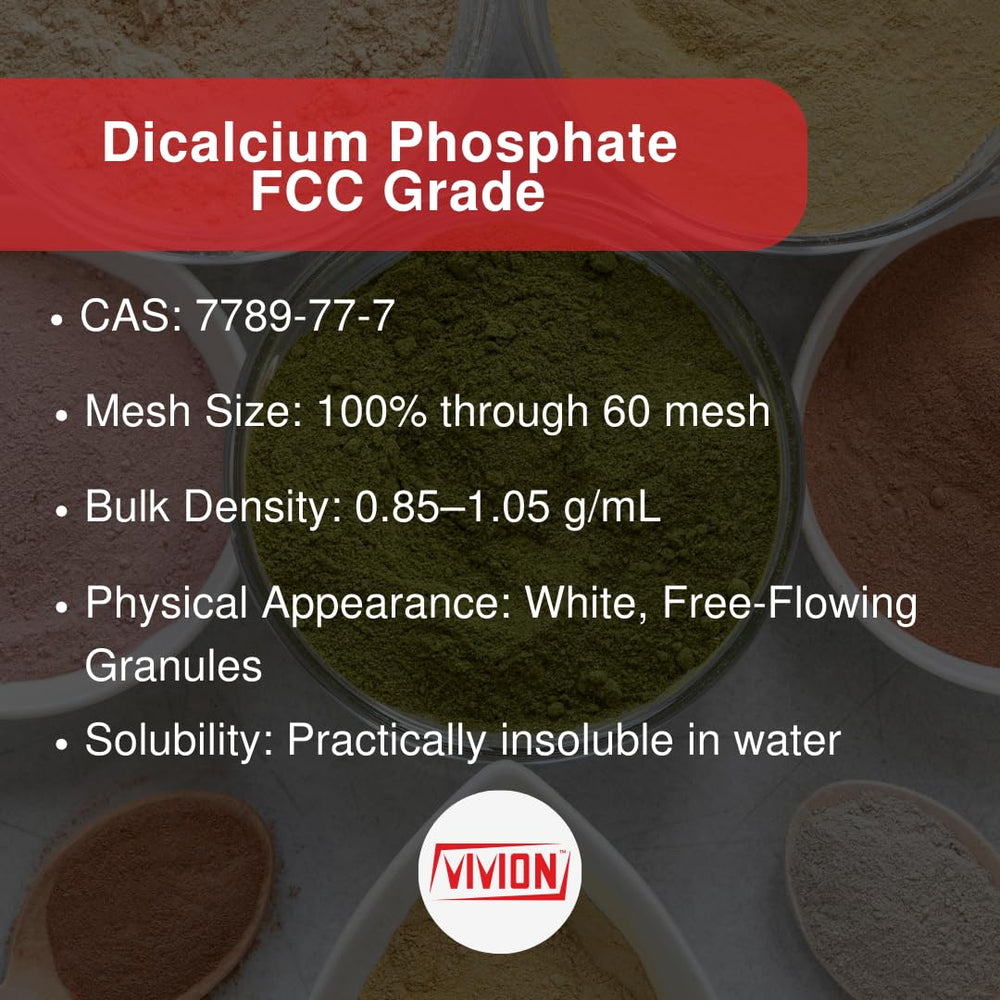 Vivion Dicalcium Phosphate Anhydrous Powder suitable for capsule formulations and dry blends.