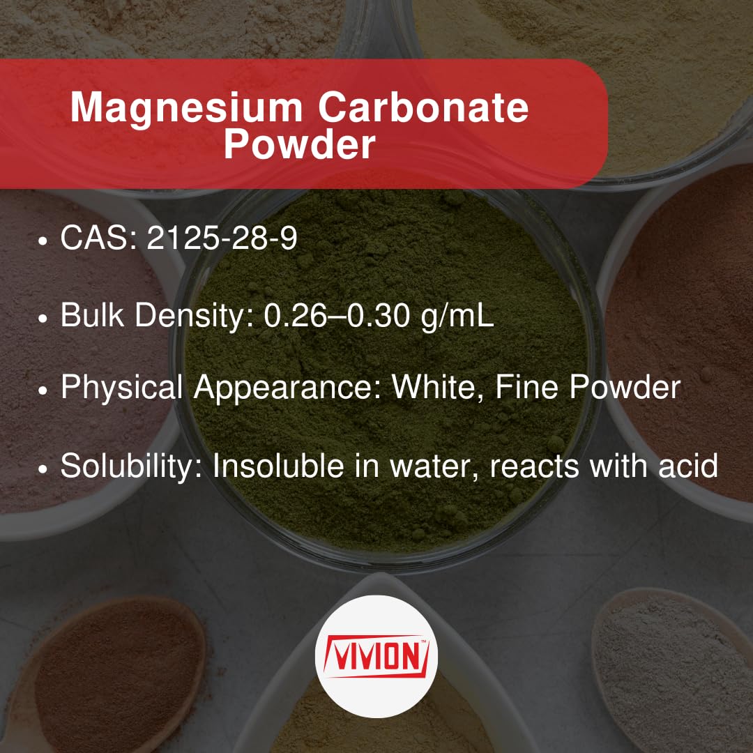 Vivion Magnesium Carbonate Light Powder close-up highlights porous structure for low-density chalk-like use