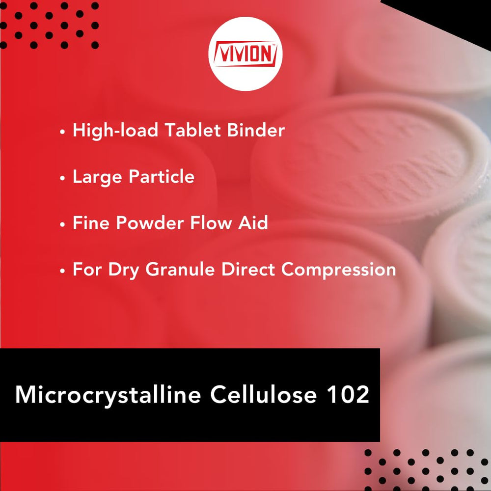 Vivion MCC102 improved flowability supports smoother dry granulation and capsule manufacturing.
