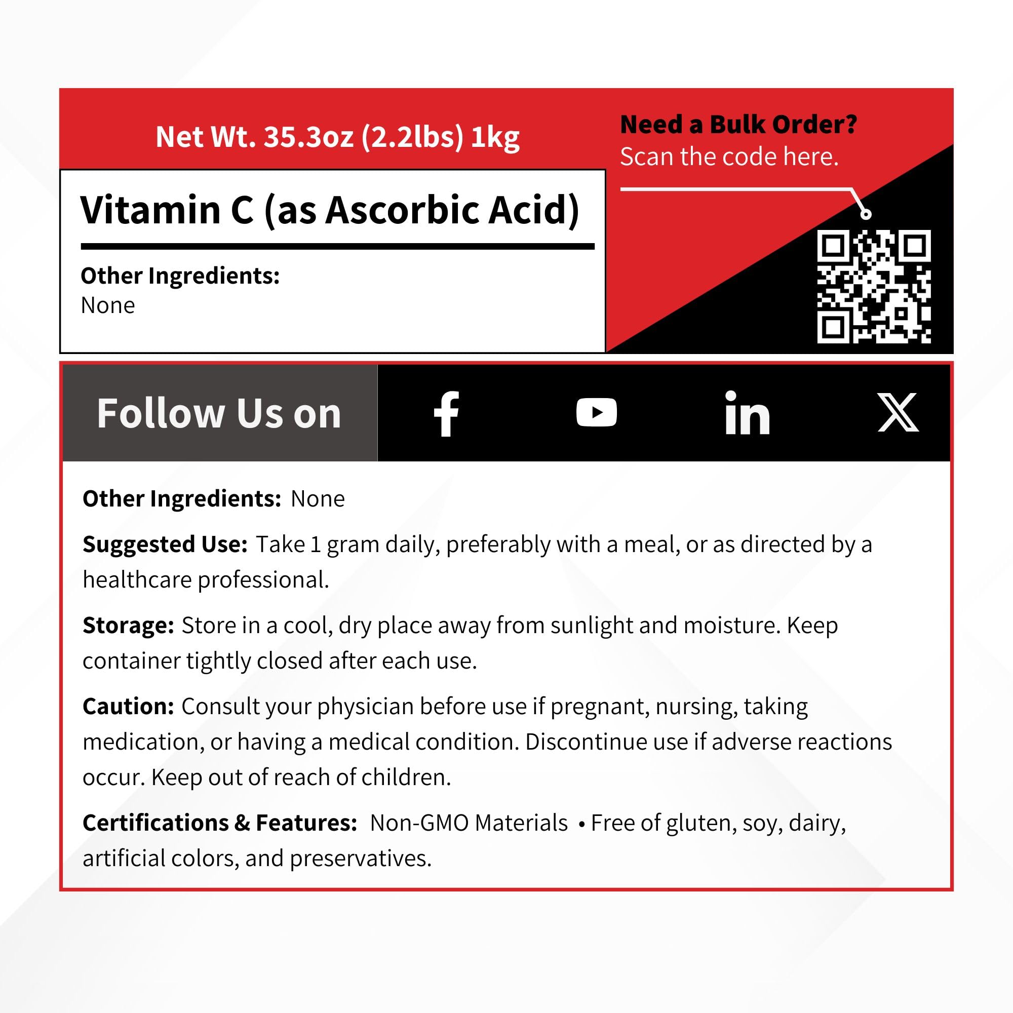 Measuring scoop with Vivion Vitamin C Powder for precise formulations.