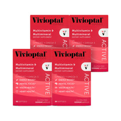 Vivioptal Active bottle front, ready-to-use daily multivitamin for energy and focus.