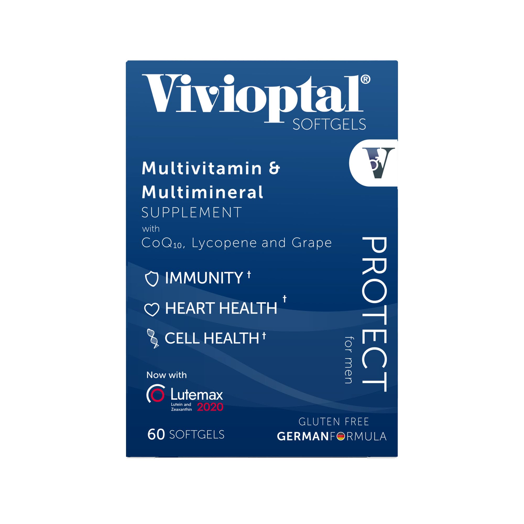 Vivioptal Men ingredients close-up emphasizes CoQ10 and antioxidants