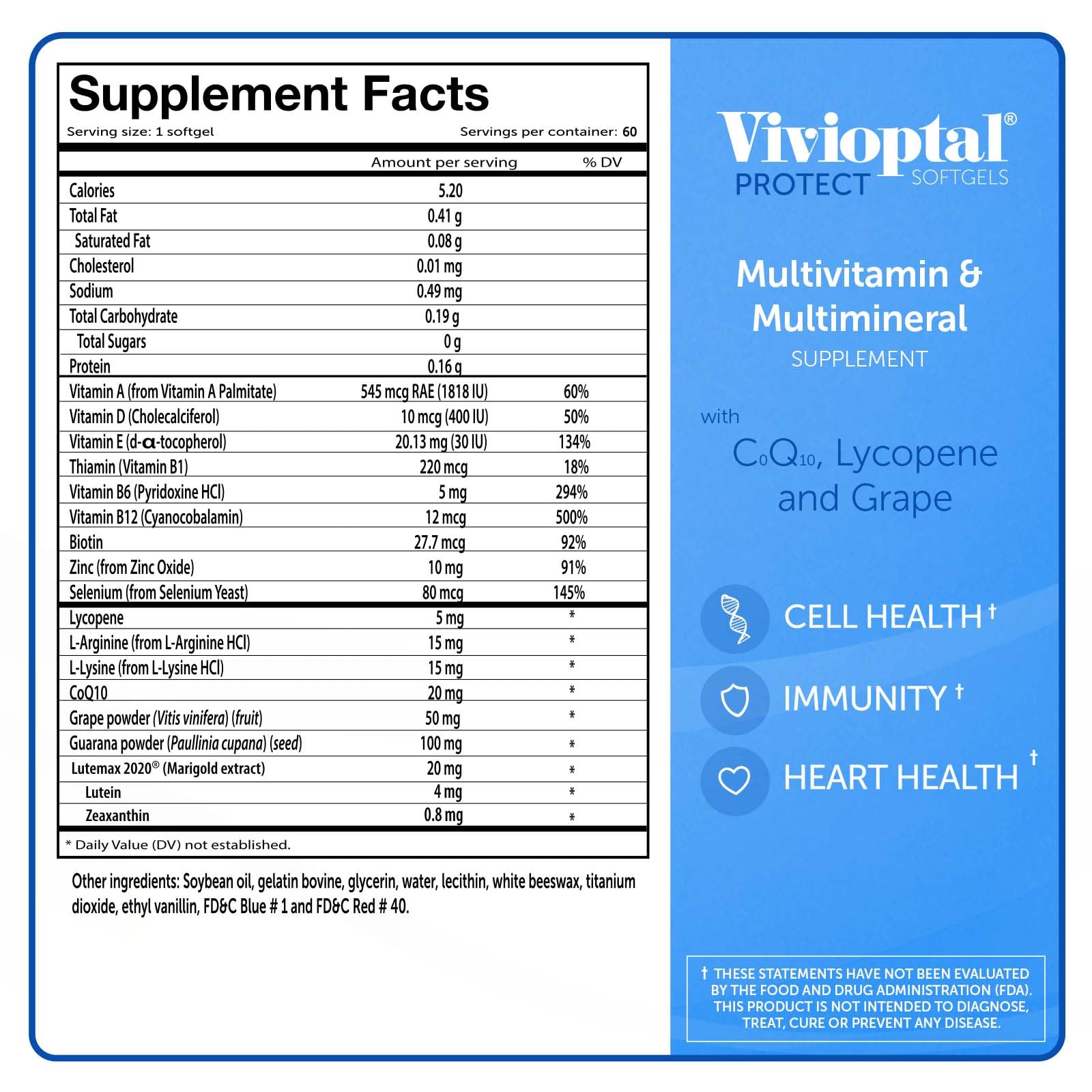 Vivioptal Men packaging with 60 capsules displayed