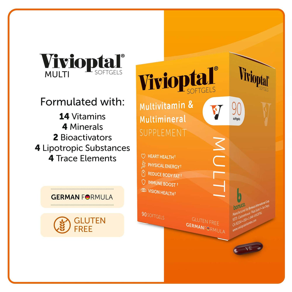 Vivioptal Multi daily dose bottle shot suggests simple routine and stress support.