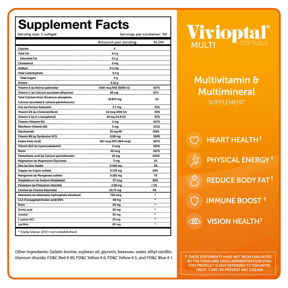 Vivioptal Multi gluten-free packaging highlights clean ingredients and German formulation.