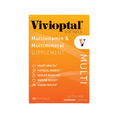 Vivioptal Multi ingredients chart emphasizes vitamins, minerals, lipotropics for balanced daily nutrition.