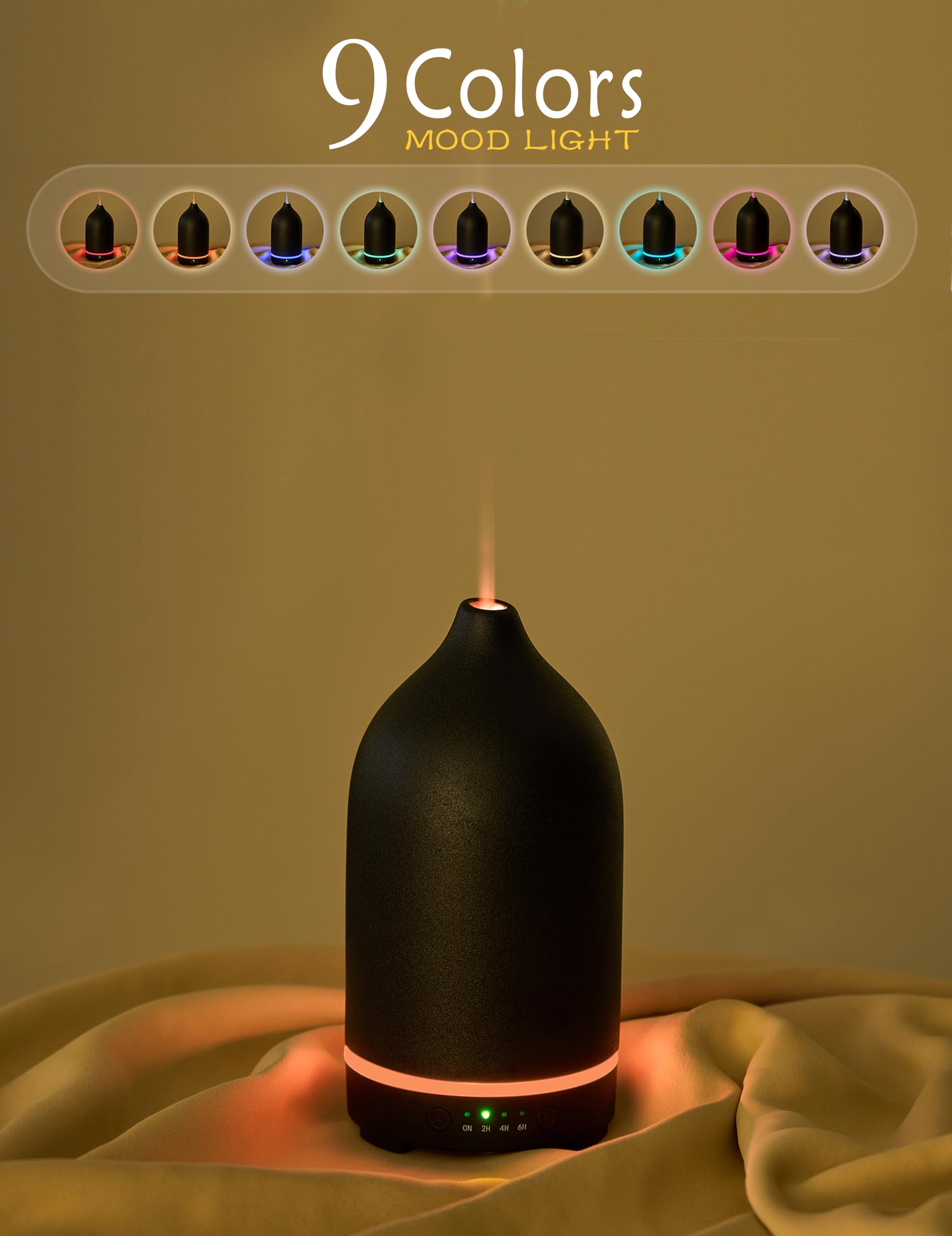 VIVITEST diffuser highlighting its low-noise design for calm spaces