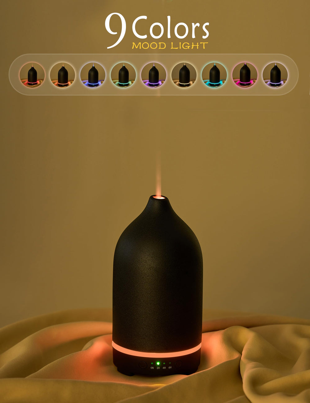 VIVITEST diffuser highlighting its low-noise design for calm spaces