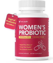 VIVI Youth vaginal probiotics bottle with capsules promotes daily balance.