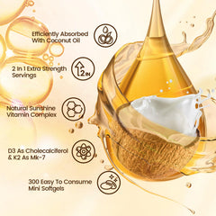 VivoNu D3 K2 softgels close-up, highlighting easy-to-swallow capsules.