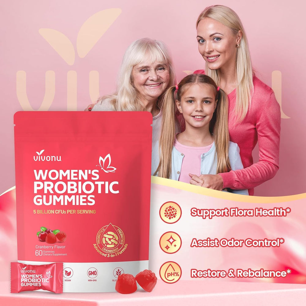 VivoNu feminine balance ingredients label close-up with probiotic strains for balance