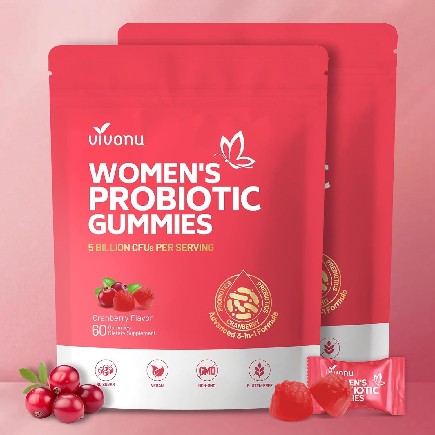 VivoNu Women gummies packshot for daily wellness and balance