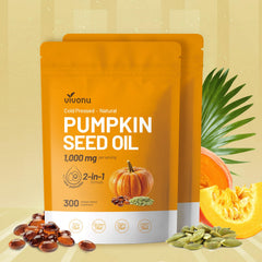 VivoNu pumpkin seed oil bottle label highlights cold-pressed formula for potential heart and immune support