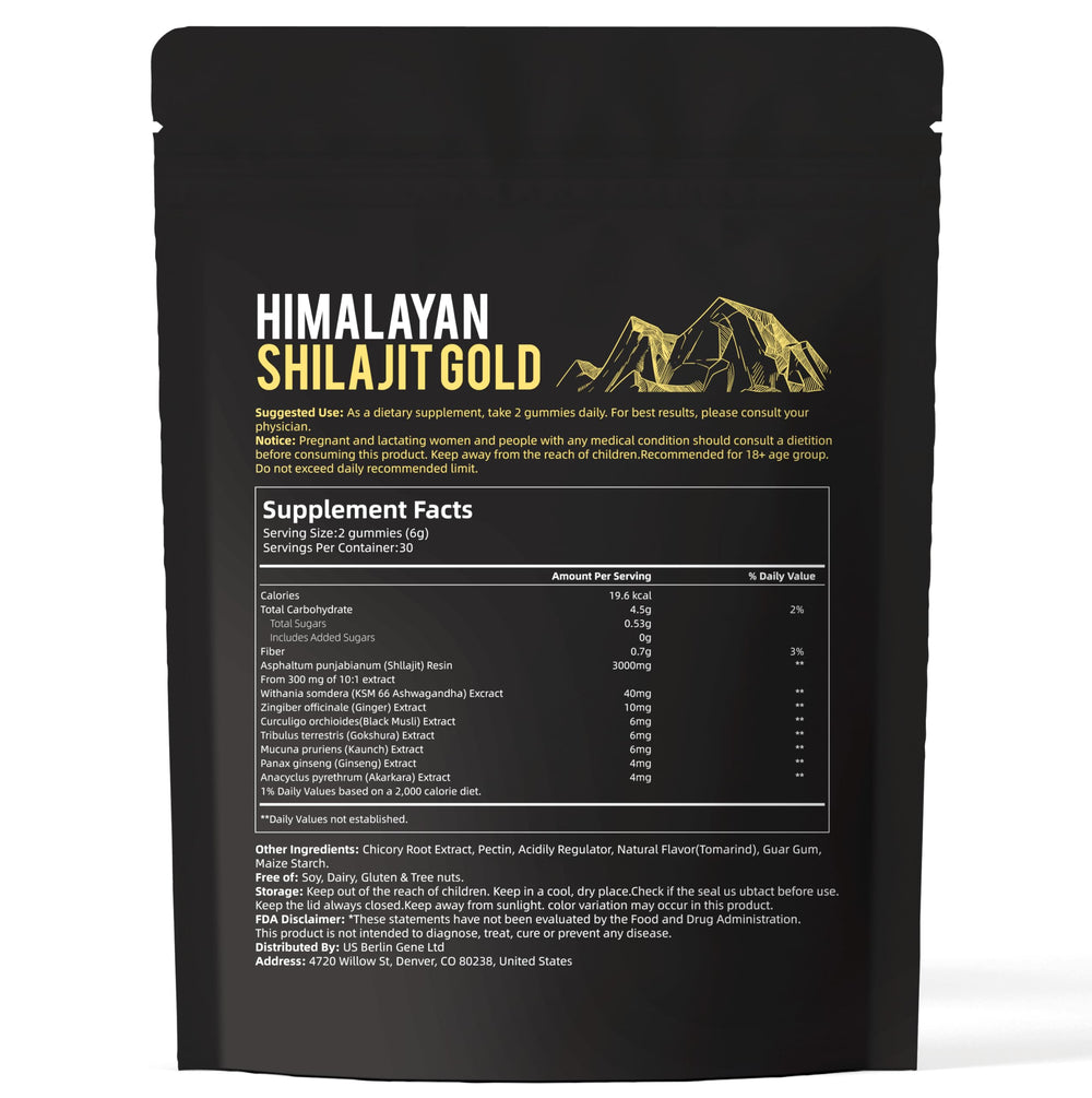 VivoNu Pure Himalayan Shilajit Gummies packaging closeup emphasizing the non-GMO formula for adults