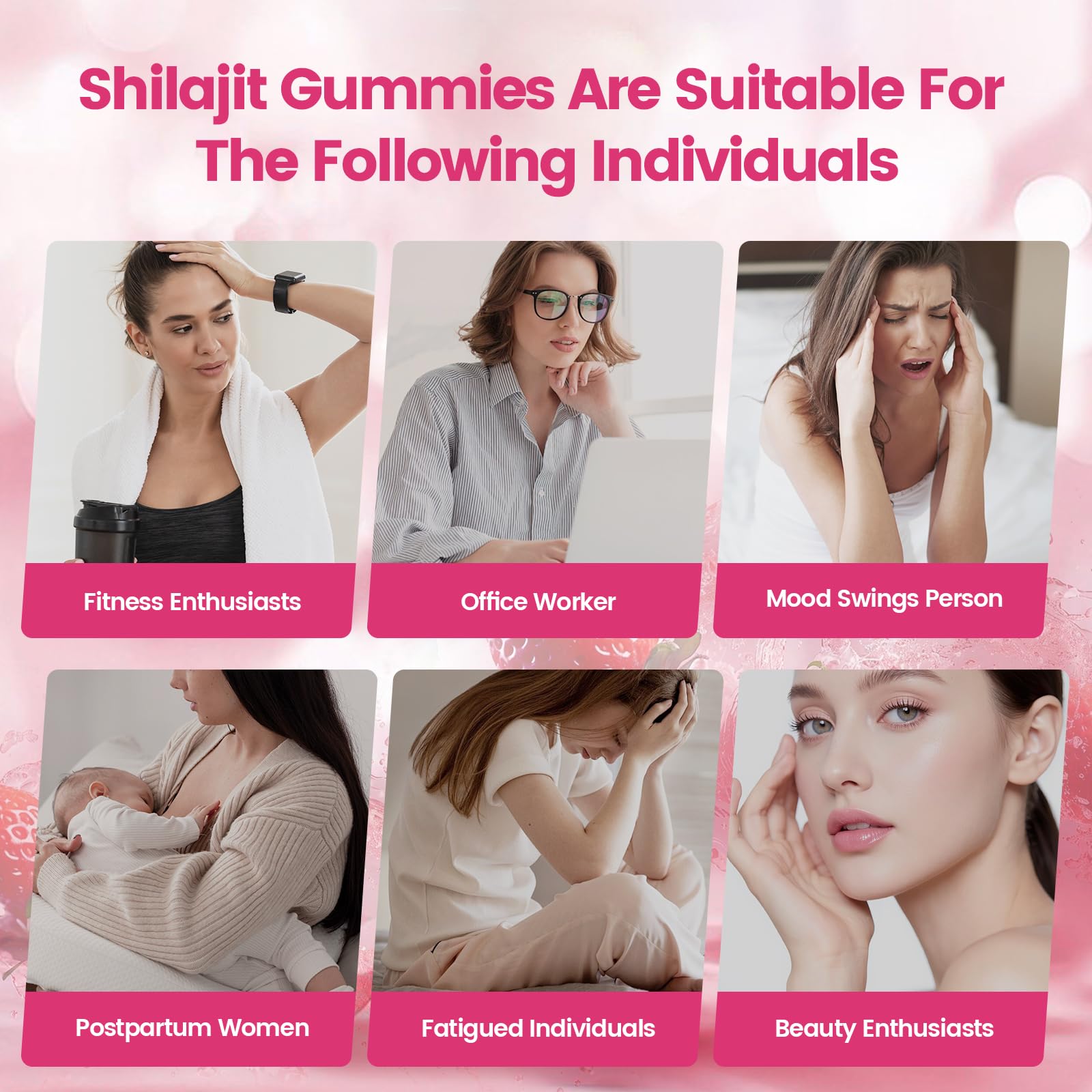 VivoNu Shilajit Women strawberry flavor gummies ready to enjoy