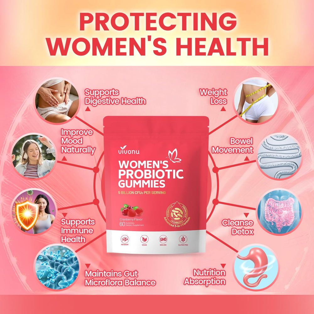 Close-up of VivoNu Viginal Probiotic gummies highlighting fruity texture for daily wellness.