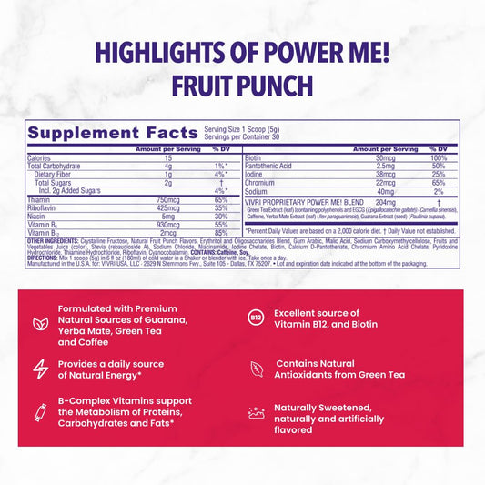 Scoop in glass showing fast mix for Fruit Punch energy.