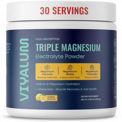 VIYALUM bottle shows triple magnesium for daily wellness and hydration.