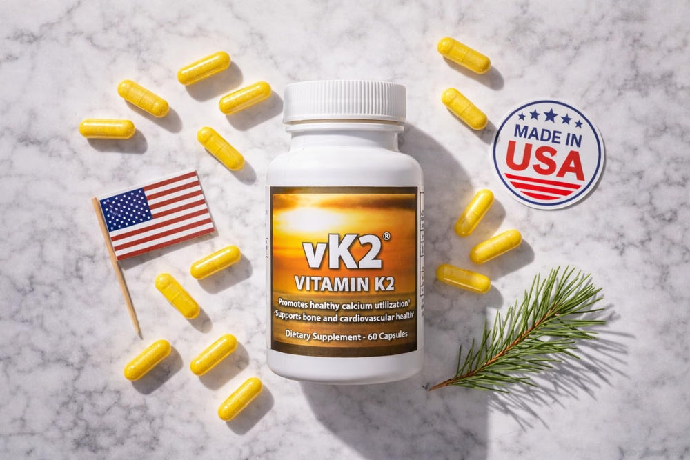 vK2 made in USA badge reinforces trusted supplement quality
