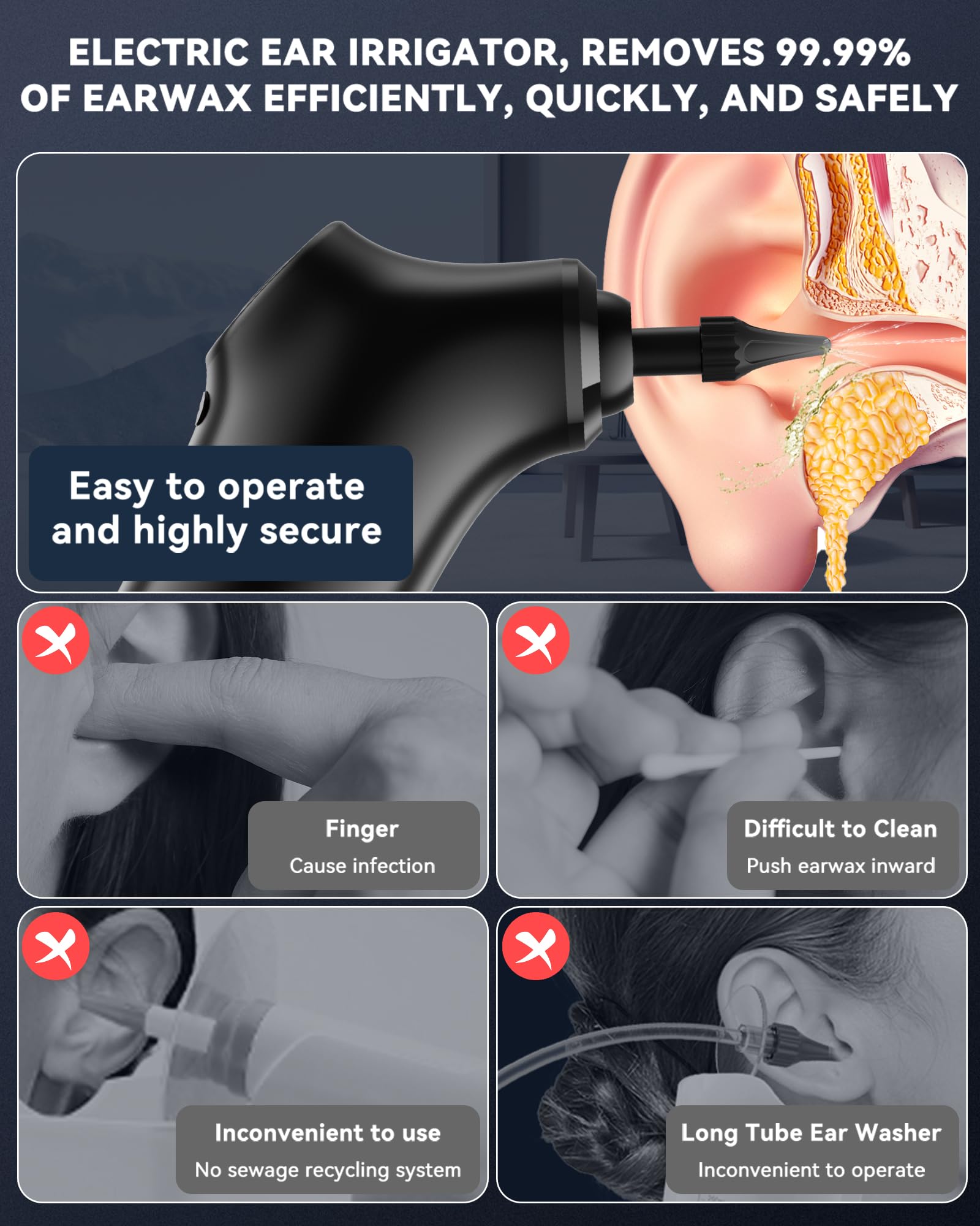 VLINGQI ear cleaning basin and disposable plugs support hygienic aftercare.