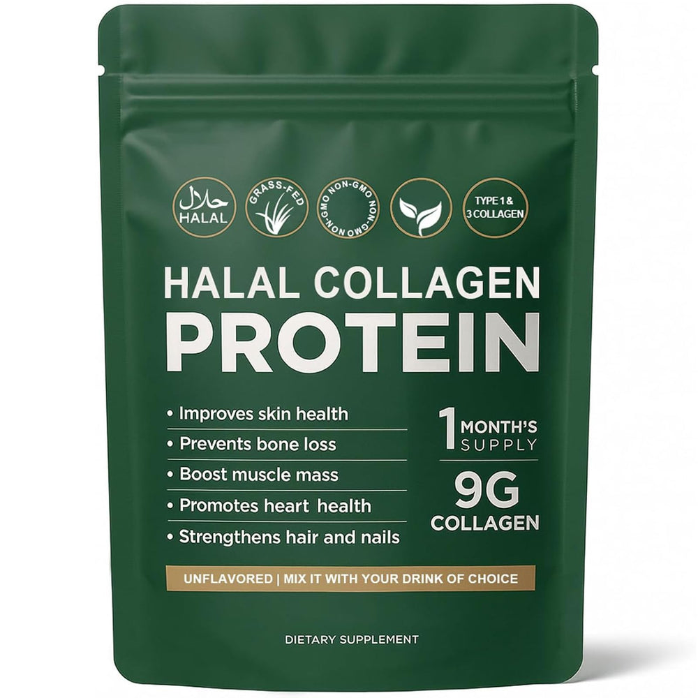 Vlsdoin halal collagen powder tub close-up, unflavoured daily use
