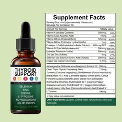 Vlsdoin Kindled Thyroid Support Drops label closeup showing selenium, zinc, and iodine ingredients