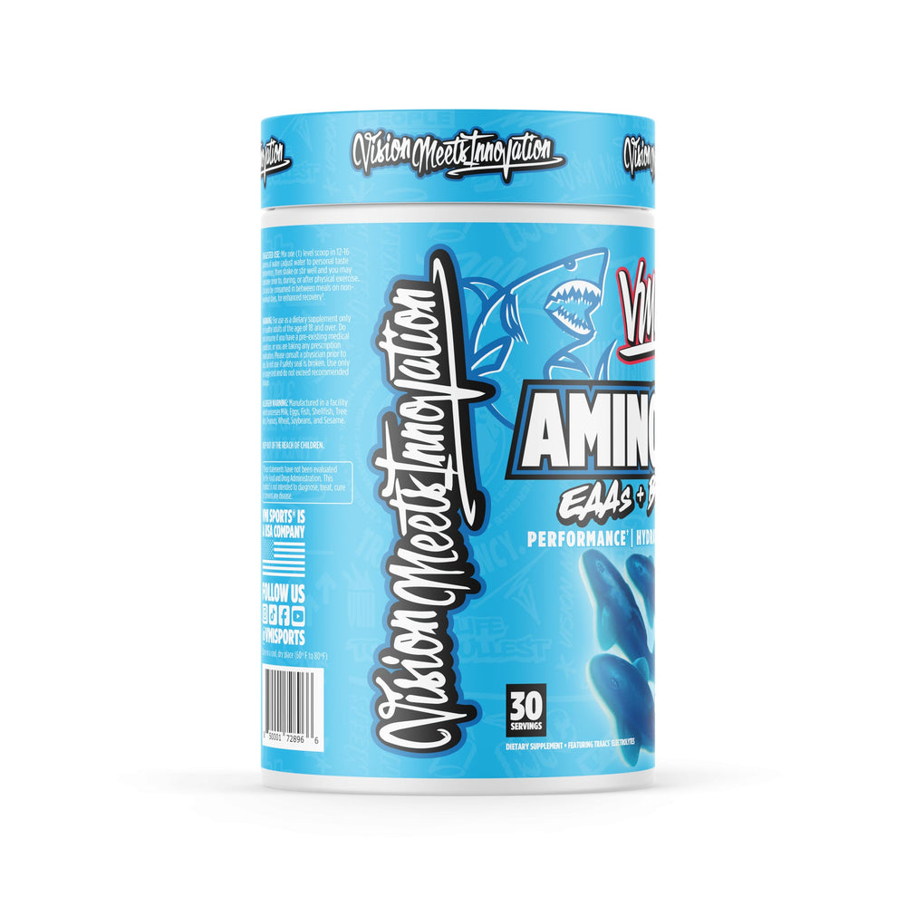 Blue Shark Gummy flavor label highlighting electrolytes and recovery support