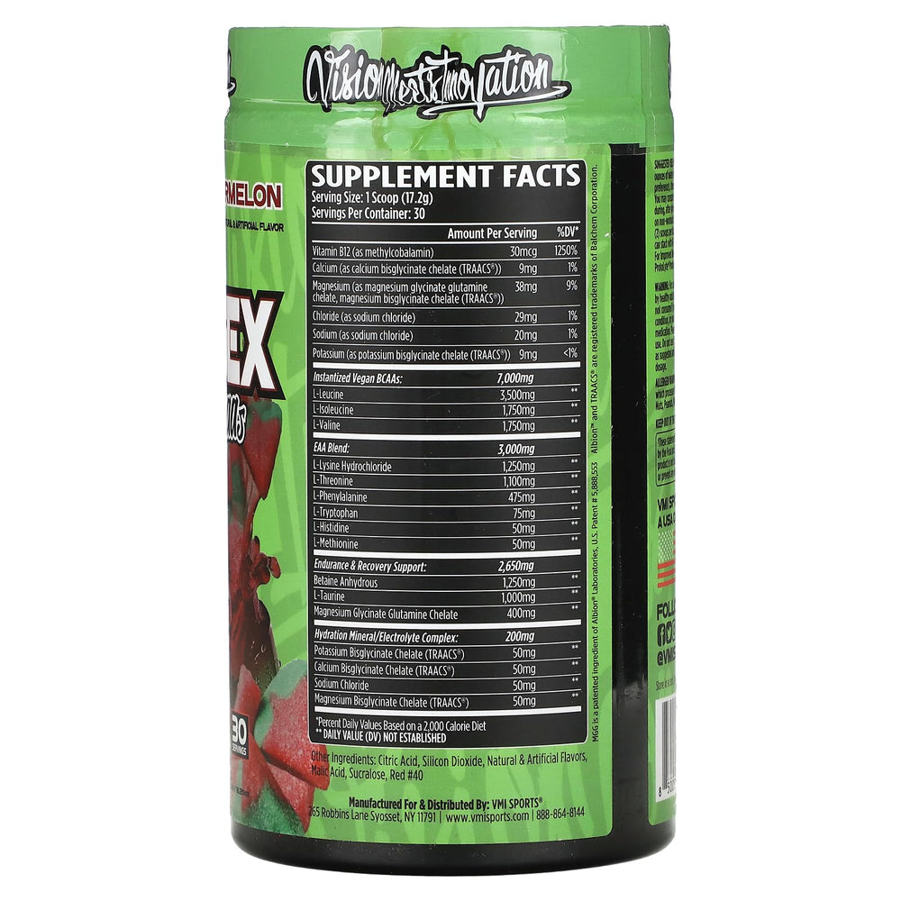 Aminogex Ultra tub with scoop showing BCAAs and electrolytes for during-workout hydration.